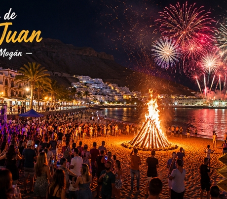 Noche de San Juan in Playa de Mogán: Vuurwerk & feest op het strand
